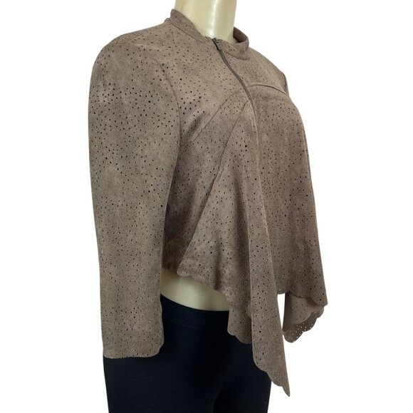 BCBGMAXAZRIA Womens Brown Crop Jacket With Zipper Closure Size S - Picture 2 of 7